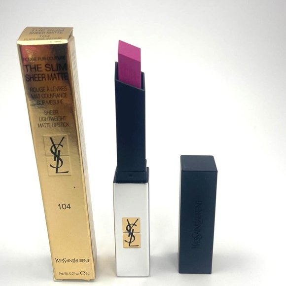 YSL The Slim Sheer Matte Lipstick 104 Fuchsia In Time BRAND NEW - Picture 1 of 4